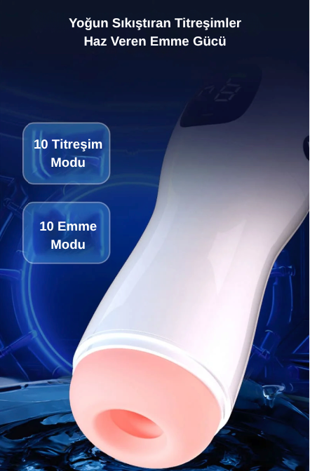 Akıllı, Ses Etkileşimli, Titreşim ve Emiş Ayarlı Gerçekçi Hissiyatlı Mastürbatör